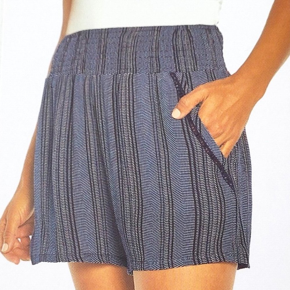 NWT Three Dots Women's Pull On Gauze Fabric Shorts Blue Size S $45 1HL83